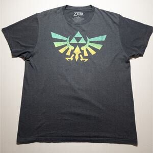 Legend of Zelda Hylian Crest Triforce Graphic T-Shirt L Gray Nintendo 2019
